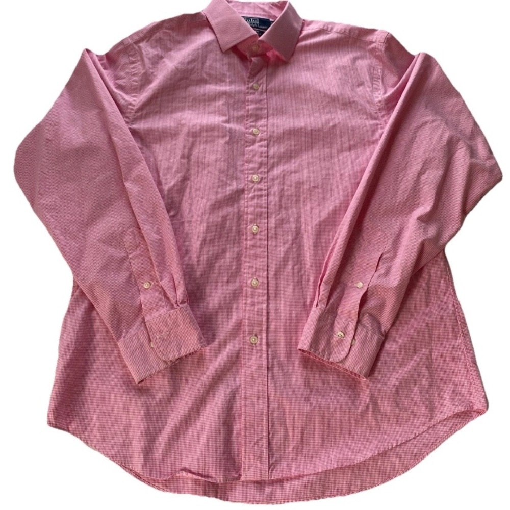 POLO RALPH LAUREN Men's Regent Custom Fit Button Down Long Sleeve Shirt Pink XL
